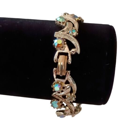 Vintage Aurora Borealis Rhinestone Bracelet Unsigned Arthur Pepper Mode Art MCM. - Picture 9 of 16